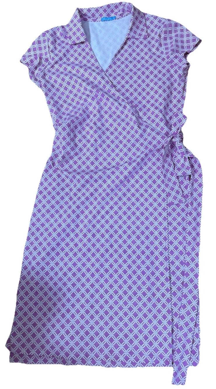 J. McLAUGHLIN Womenโs Lila Wrap Catalina Cloth Violet Summer Dress Size Medium